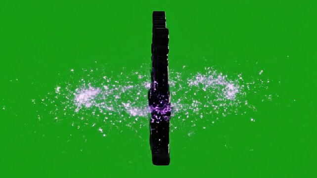 Intricate Fantasy Throne Silhouette With Mystical Purple Symbol Surrounded By Sparkling Effects On Green Screen Background