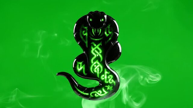 Intricate Green Snake Design With Celtic Patterns Surrounded By Smoky Effects On A Vibrant Green Background