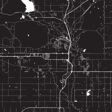 Lawton Oklahoma Vector Map, Detailed City Street Map Black and White Minimalist Line Art