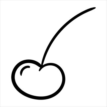 A cherry fruit with a stem doodle style, isolated on white.