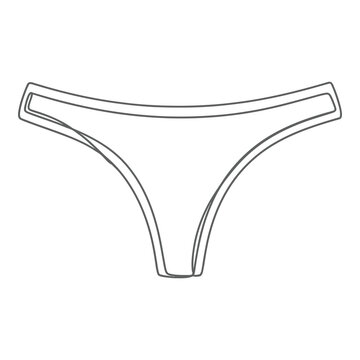 Simple minimalist line art illustration of a womans thong underwear isolated on transparent background icon