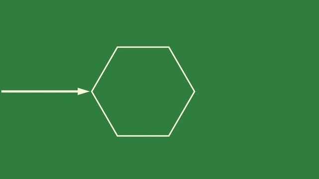 green screen outline molecule hexaine arrow pointing to right line animated chromakey illustration design emotion expression gesture