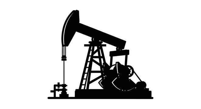 Black silhouette of an oil pump jack