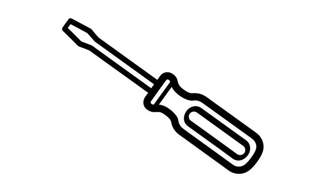A black line drawing of a screwdriver