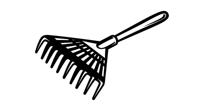 Black silhouette of a garden rake