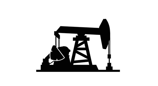 Black silhouette of an oil pump jack