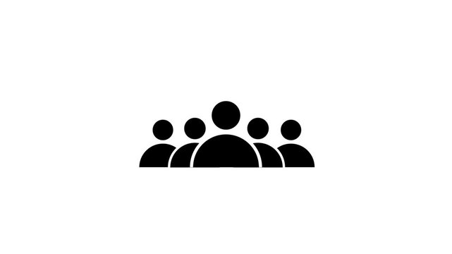 Group of people team community members icon isolated on white background,leadership teamwork collaboration organization social network user profile audience partnership flat vector symbol,4k video.