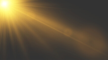 Golden Sun Light Rays with Warm Bokeh Effect from Top Left Corner © LILIIA SMIRNOVA