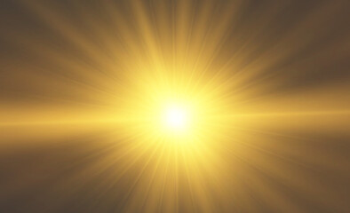 Naklejka premium Bright Golden Sunburst with Soft Rays and Lens Flare Shining from Center