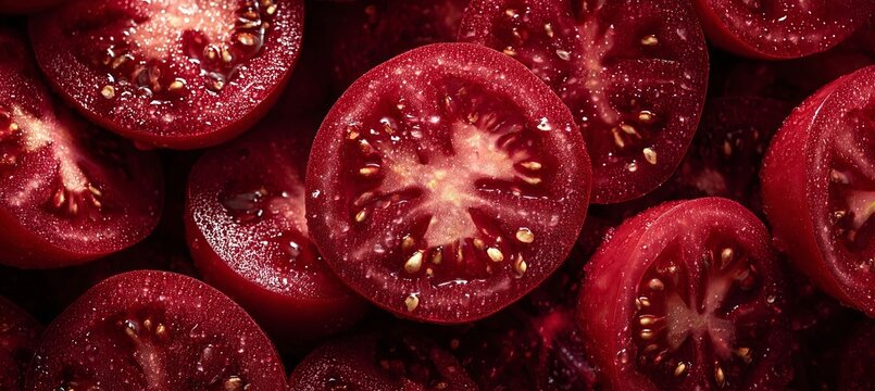 Vibrant Ripe Tomato Slices with Juicy Interiors and Bright Backlighting for Stunning Visual Appeal