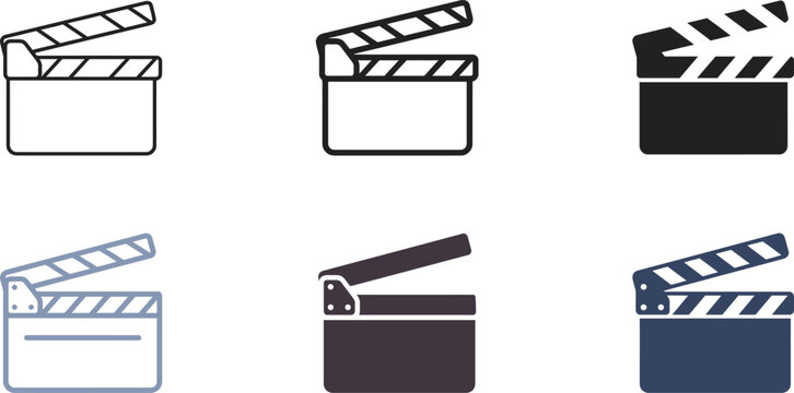 Collection of six different film clapperboards