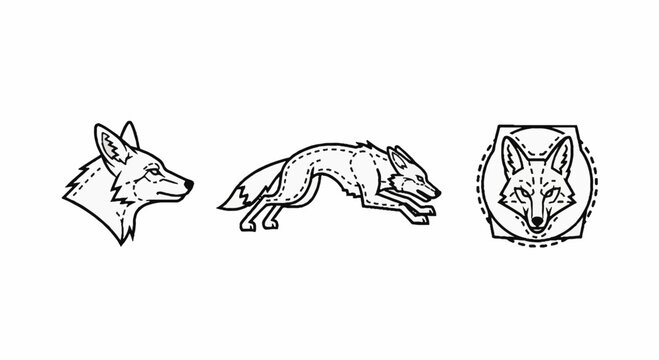 Detailed black and white illustrations of canine heads and silhouettes.