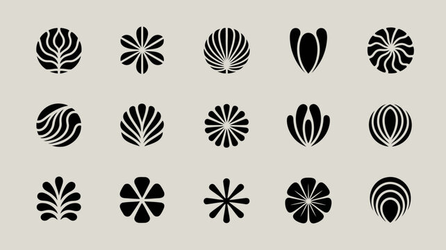 Minimalist black and white geometric floral and striped patterns collection