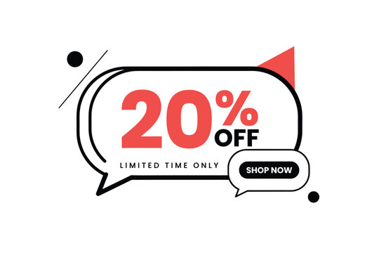 Discount banner with percentage off text and shop now button vector illustration