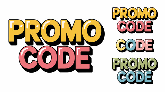 Bright retro style promo code text design with vibrant colors