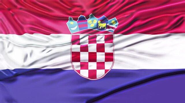 Croatia Flag Waving 3D Animation Loop.