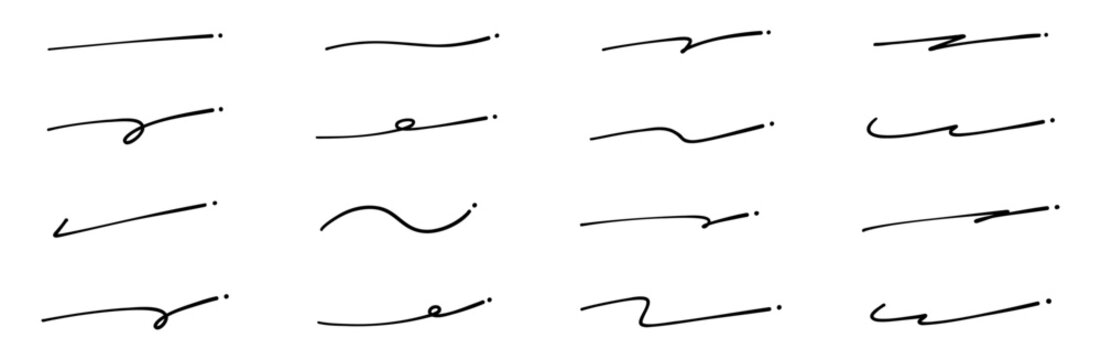 手書きのアンダーラインセット サインペンで引いたような線とドット付きのおしゃれな黒色のあしらい
