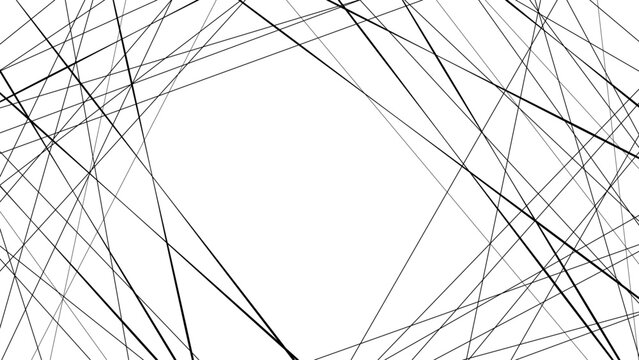 Abstract Chaotic Geometric Line Network Background with Copy Space, Random Intersecting Black Lines and Modern Minimal Design