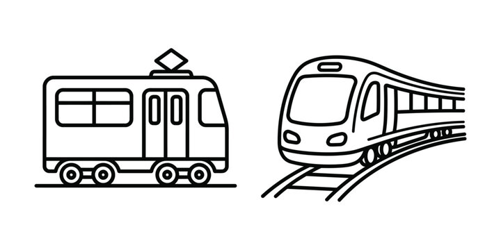 Subway train icon line art vector illustration design