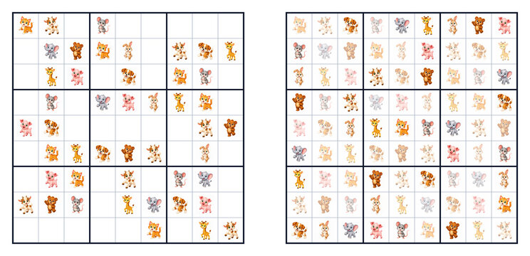 Animal sudoku logic puzzle