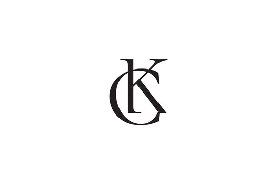 Minimalist Letters CK KC Monogram Logo; Luxury Letter C K Initials Vector Crest Brand Identity