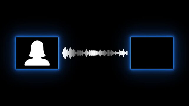 speech recognition and voice recording abstract animation,Digital Communication Interface with Audio Waveform and User Profile Icon,
