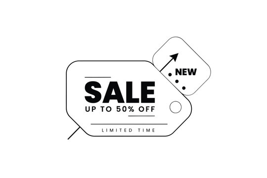 Sale label silhouette with arrow and text on white background