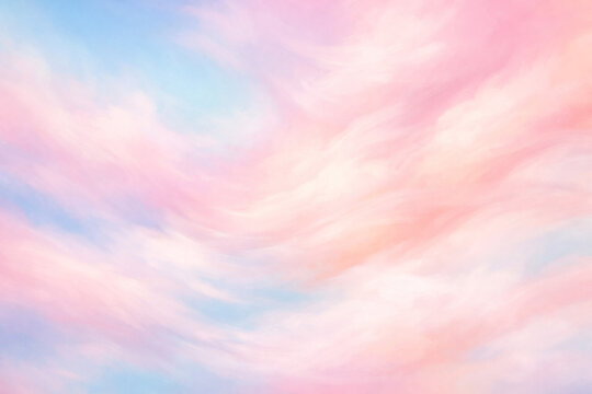 Soft pastel clouds in dreamy sky with gentle color gradient and smooth texture