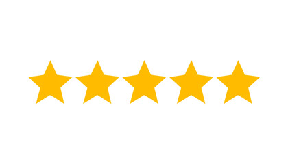 Fototapeta premium Five Yellow Stars Aligned on White Background Minimalist Design