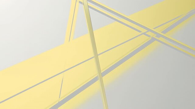 Abstract minimalist 3D animation of yellow geometric lines
