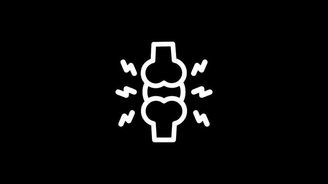 Icon representing knee joint pain and inflammation with lightning bolt symbols