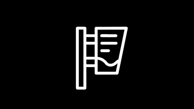 Simple white line icon of a water dispenser with a full reservoir on a black background