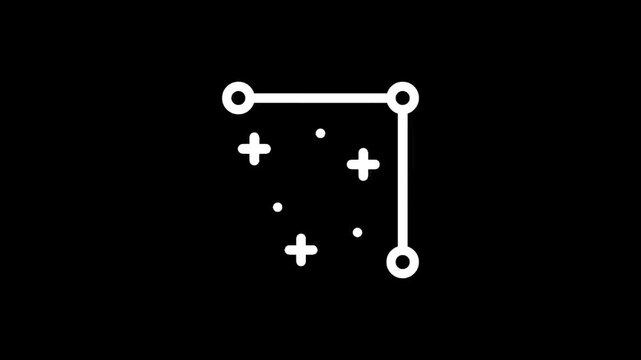 Simple line art constellation with stars and connecting dots on black background
