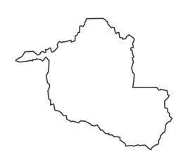 Fototapeta premium Rondônia state map with all municipalities in clean gray outline style