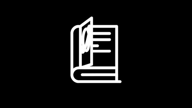 Open book icon with white lines representing text on a black background