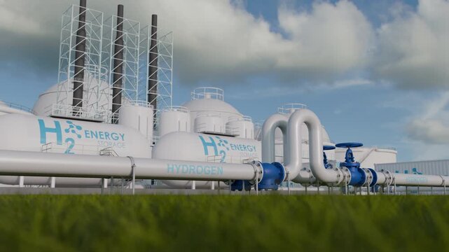 hydrogen pipeline of energy sector towards to ecology,carbon credit,Clean Energy,secure,carbon neutral,transformation,solar,power plant and energy sources balance to replace natural gas.