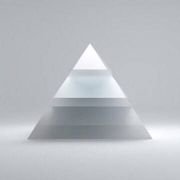 Tiered white pyramid with gradient levels showing hierarchy or progression
