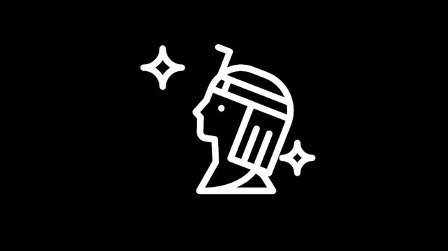 Stylized icon of an ancient Egyptian queen or pharaoh with a headdress and stars