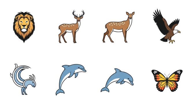 Collection of various wild animal icons.