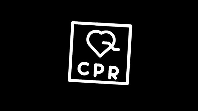CPR symbol with heart and EKG line, representing life support and medical emergency care