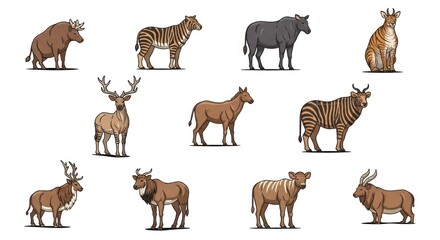 Fototapeta premium Diverse group of wild animals standing.