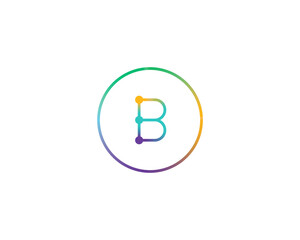 Gradient circle letter b logo. Minimalist node connection symbol for digital technology, abstract science, smart software, network data and modern creative business branding. © iamguru