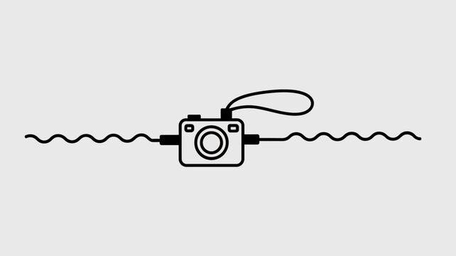 Minimalist camera icon with strap and usb cable connection