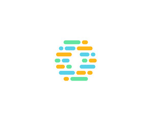 Obraz premium Abstract letter o mosaic logo. Modern colorful tech dot capsule bar icon for data science, information flow analytics, dynamic infrastructure and smart software business.