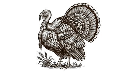 black and white turkey illustration © afam