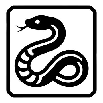 Minimalist snake icon vector illustration in black and white.