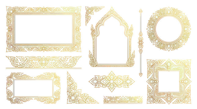 gold ornate frame elements, decorative border designs