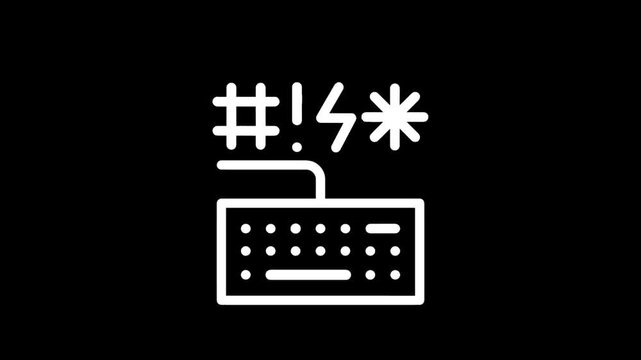 Typing offensive symbols and keyboard icon, representing online anger and frustration