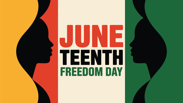 juneteenth freedom day poster with african american silhouettes pan african colors and emancipation celebration design