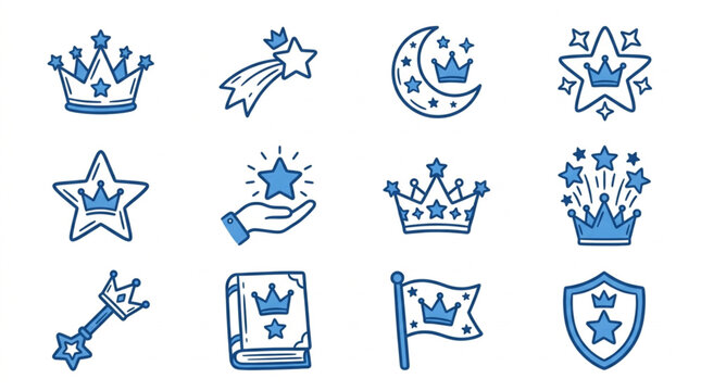 Royal Crowns and Regal Symbols Set.